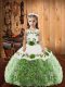 Sleeveless Floor Length Embroidery and Ruffles Lace Up Kids Pageant Dress with Multi-color