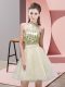 Light Yellow Dama Dress Prom and Party and Wedding Party with Sequins Halter Top Sleeveless Backless