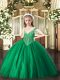 Floor Length Green Little Girls Pageant Dress V-neck Sleeveless Lace Up