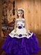 Elegant Purple Ball Gowns Embroidery and Ruffles Little Girl Pageant Gowns Lace Up Organza Sleeveless Floor Length Elegant Purple Ball Gowns Embroidery and Ruffles Little Girl Pageant Gowns Lace Up Organza Sleeveless Floor Length