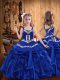 Attractive Straps Sleeveless Organza Little Girl Pageant Dress Embroidery and Ruffles Lace Up