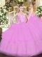 Ball Gowns Ball Gown Prom Dress Lilac Sweetheart Organza Sleeveless Floor Length Lace Up