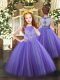 Tulle Scoop Sleeveless Zipper Beading Kids Pageant Dress in Lavender
