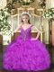 Elegant Organza Sleeveless Floor Length Girls Pageant Dresses and Beading and Ruffles