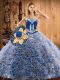 Multi-color Sweetheart Lace Up Embroidery 15 Quinceanera Dress Sweep Train Sleeveless