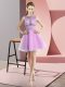 Superior A-line Prom Dress Lilac Bateau Chiffon Sleeveless Mini Length Zipper