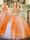 Simple Beading and Ruffles Quince Ball Gowns Orange Red Zipper Sleeveless Floor Length