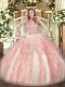 Low Price Floor Length Ball Gowns Sleeveless Pink Sweet 16 Dresses Zipper