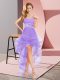 Ideal Lavender Sleeveless High Low Beading Lace Up Court Dresses for Sweet 16