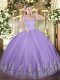 Inexpensive Floor Length Lavender Quinceanera Gowns Straps Sleeveless Zipper