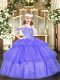 Hot Selling Lavender Sleeveless Beading and Ruffled Layers Floor Length Kids Pageant Dress