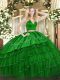 Tulle Sleeveless Floor Length Quinceanera Gowns and Embroidery