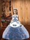 Sleeveless Fabric With Rolling Flowers Floor Length Lace Up Kids Pageant Dress in Multi-color with Embroidery