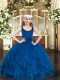 Trendy Scoop Sleeveless Zipper Child Pageant Dress Royal Blue Tulle