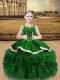 Elegant Green Straps Lace Up Beading and Ruffles Little Girl Pageant Gowns Sleeveless