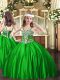 Green Sleeveless Appliques Floor Length Kids Formal Wear