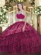 Captivating Tulle Sleeveless Floor Length Quinceanera Gowns and Beading and Embroidery and Ruffled Layers