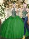 Dark Green Sleeveless Tulle Lace Up Quinceanera Gowns for Military Ball and Sweet 16 and Quinceanera