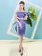 Custom Designed Off The Shoulder Short Sleeves Sequined Homecoming Dress Sequins Zipper