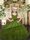 Wonderful Olive Green Sleeveless Organza Zipper Custom Made Pageant Dress for Party and Quinceanera