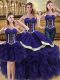 Glamorous Floor Length Purple Vestidos de Quinceanera Organza Sleeveless Beading and Ruffles