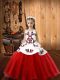 Straps Sleeveless Organza Girls Pageant Dresses Embroidery Lace Up