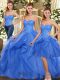 Customized Blue Vestidos de Quinceanera Military Ball and Sweet 16 and Quinceanera with Ruffles Sweetheart Sleeveless Lace Up