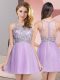Glorious Lavender Sleeveless Beading Mini Length Evening Dress