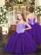 Amazing Purple Sleeveless Tulle Lace Up Little Girls Pageant Dress Wholesale for Party and Quinceanera