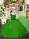 Stunning Floor Length Green Little Girl Pageant Gowns Tulle Sleeveless Beading and Ruffles