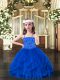 On Sale Blue Sleeveless Beading and Ruffles Floor Length Little Girl Pageant Gowns