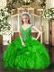 Sleeveless Lace Up Floor Length Beading and Ruffles Little Girls Pageant Gowns