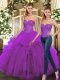 Captivating Floor Length Two Pieces Sleeveless Purple Quinceanera Gowns Lace Up