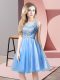 Ideal A-line Baby Blue Scoop Tulle Sleeveless Knee Length Zipper