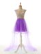 Beauteous Eggplant Purple Scoop Neckline Appliques Prom Dress Sleeveless Backless