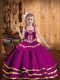 Graceful Floor Length Fuchsia Little Girls Pageant Dress Wholesale Straps Sleeveless Lace Up