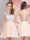 Mini Length Empire Sleeveless Peach Prom Party Dress Zipper