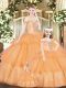 Elegant Beading Quinceanera Dress Orange Red Lace Up Sleeveless Floor Length