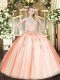 Scoop Sleeveless Zipper Quinceanera Gowns Orange Tulle