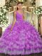 Elegant V-neck Sleeveless Backless Sweet 16 Quinceanera Dress Lilac Organza Elegant V-neck Sleeveless Backless Sweet 16 Quinceanera Dress Lilac Organza