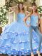 Sleeveless Beading and Ruffled Layers Lace Up Quince Ball Gowns