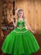 Green Ball Gowns Embroidery Kids Pageant Dress Lace Up Organza Sleeveless Floor Length