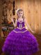 Ball Gowns Child Pageant Dress Purple Straps Organza Sleeveless Floor Length Lace Up