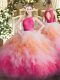 Lace and Ruffles Quinceanera Dress Multi-color Zipper Sleeveless Floor Length