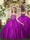 Customized Straps Sleeveless Satin Child Pageant Dress Beading Lace Up