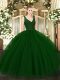 Clearance Green Vestidos de Quinceanera Sweet 16 and Quinceanera with Beading V-neck Sleeveless Zipper