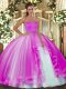 Trendy Fuchsia Sweetheart Neckline Beading Vestidos de Quinceanera Sleeveless Lace Up