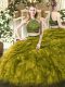 Custom Design Floor Length Olive Green Quinceanera Dress Halter Top Sleeveless Zipper