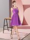 Eggplant Purple Sleeveless Appliques Knee Length Court Dresses for Sweet 16