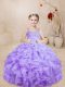 Eye-catching Ball Gowns Little Girl Pageant Gowns Lavender Straps Organza Sleeveless Floor Length Lace Up